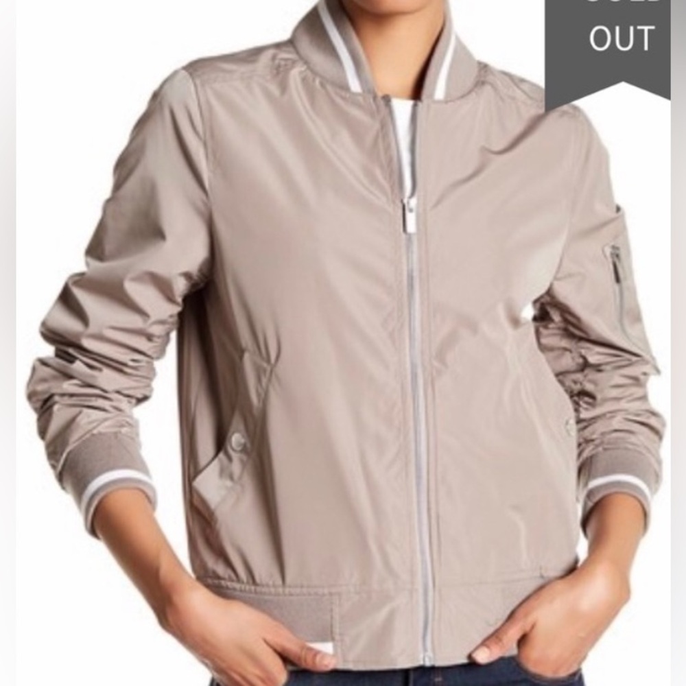 RACHEL Rachel Roy Tan and Cream Bomber Jacket